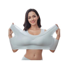 FEOYA Women's Seamless Wireless Bra Low Impac Bra for women-5XL Gray