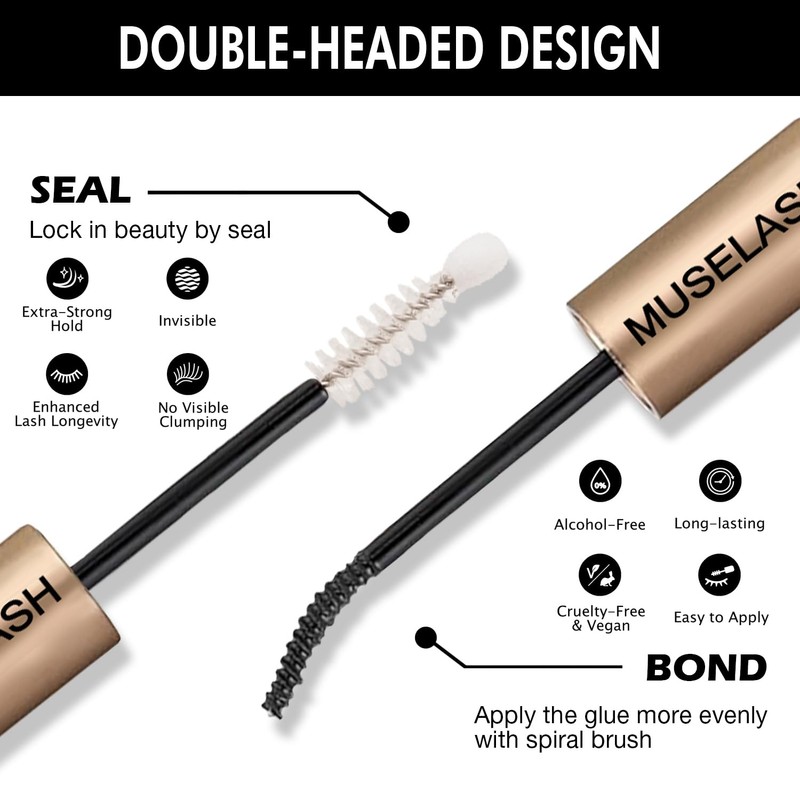 MUSELASH Lash Bond and Seal Lash Clusters Eyelash Extensions Long