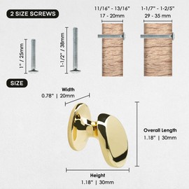 FURFITT 10 Pack Polished Gold Cabinet Knobs Solid Zinc Alloy Shiny Gold Dresser Drawers Pulls Polished Brass Kitchen Cupboard Bathroom Furniture Hardware