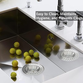 Set of 2 Stainless Steel Sink Strainer Plug, Drain Protector for Kitchen, Bathroom, and Shower, Hair/Food Catcher (7.7cm Outer Diameter, 4.5cm Inner Diameter)