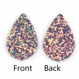 Unbranded 10 pcs Dark Purple Multicolor Glitter Faux Leather Charms Pendants Teardrop 39mm
