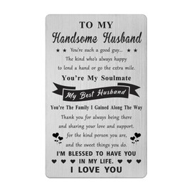 Gezxin Husband Card Gifts- Happy Birthday Husband Gifts Ideas from Wife- Romantic Just Because I Love You Husband Metal Card- to My Husband Christmas Wedding Valentines Father's Day Xmas Presents