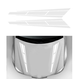 Flaconi 2 x Car Hood Strip Stickers, Bonnet Sticker, Car Sticker Bonnet, Car Vinyl Sticker, Car Hood Strip Sticker, Suitable for Cars, SUVs, Trucks, Off-Road Vehicles (White)