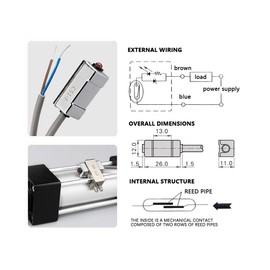 Oumefar Magnetic Sensor Reed Switch CS1-F Pneumatic Cylinder Magnetic Reed Switch Sensor DC AC 5-240V SPST Normally Open