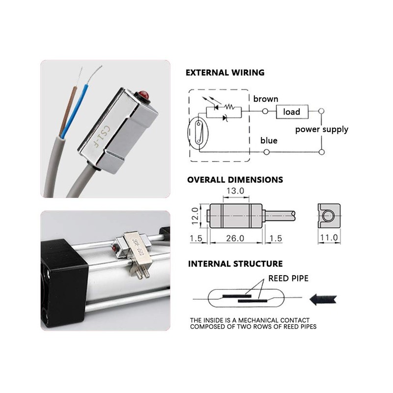 Oumefar Magnetic Sensor Reed Switch CS1-F Pneumatic Cylinder Magnetic Reed