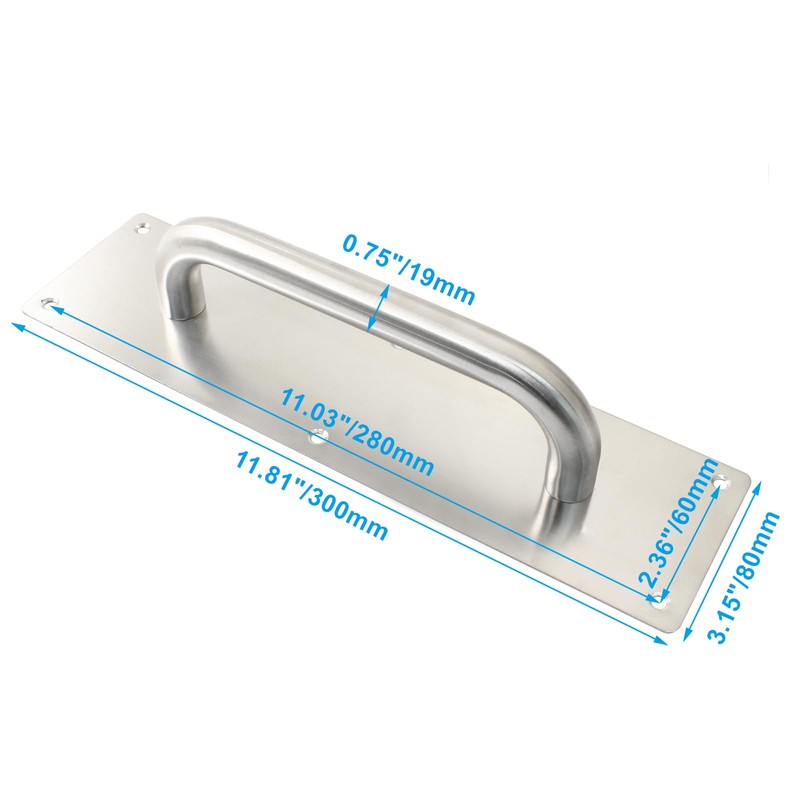 Bivethoi 1Pcs Pull Push Door Plate Handle Stainless Steel Heavy