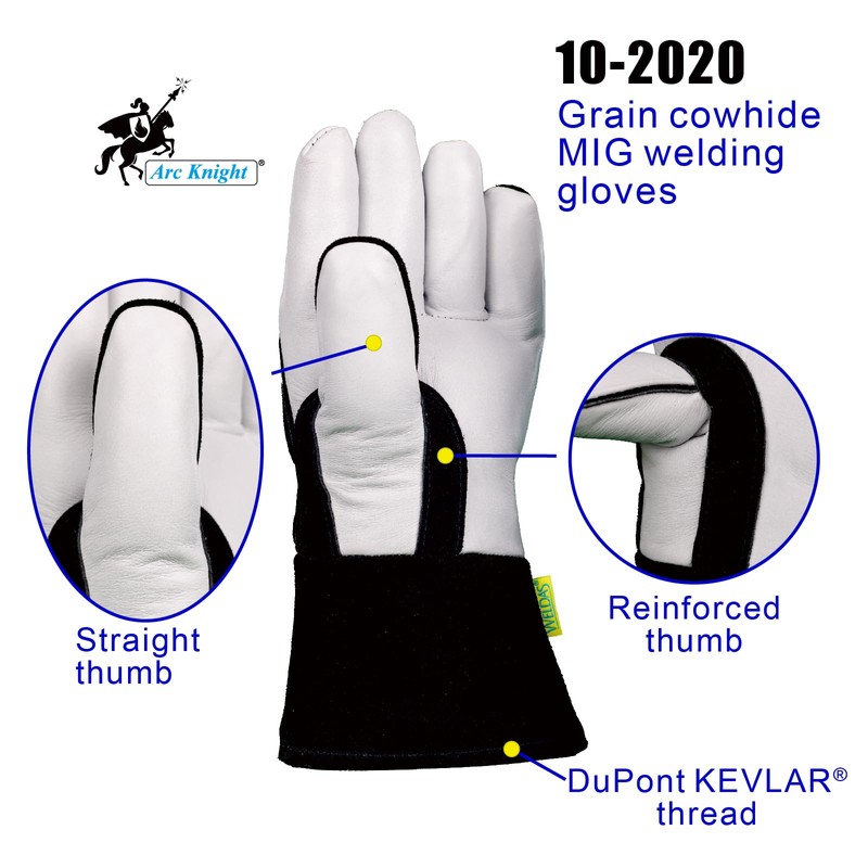 [ARC KNIGHT] Weldas Premium MIG Welding Gloves, 10-2020XL, Black &