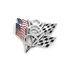 PTDecals 2 Pcs Silver Metal US Flag F1 Racing V8
