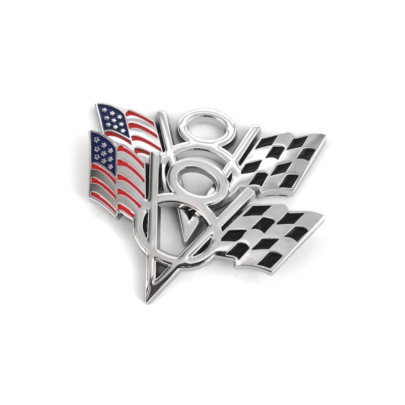 PTDecals 2 Pcs Silver Metal US Flag F1 Racing V8