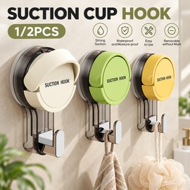 Suction Cup Wall Hooks for Home Organization – Reusable No-Drill Hanging Hooks for Bathroom, Kitchen & Bedroom