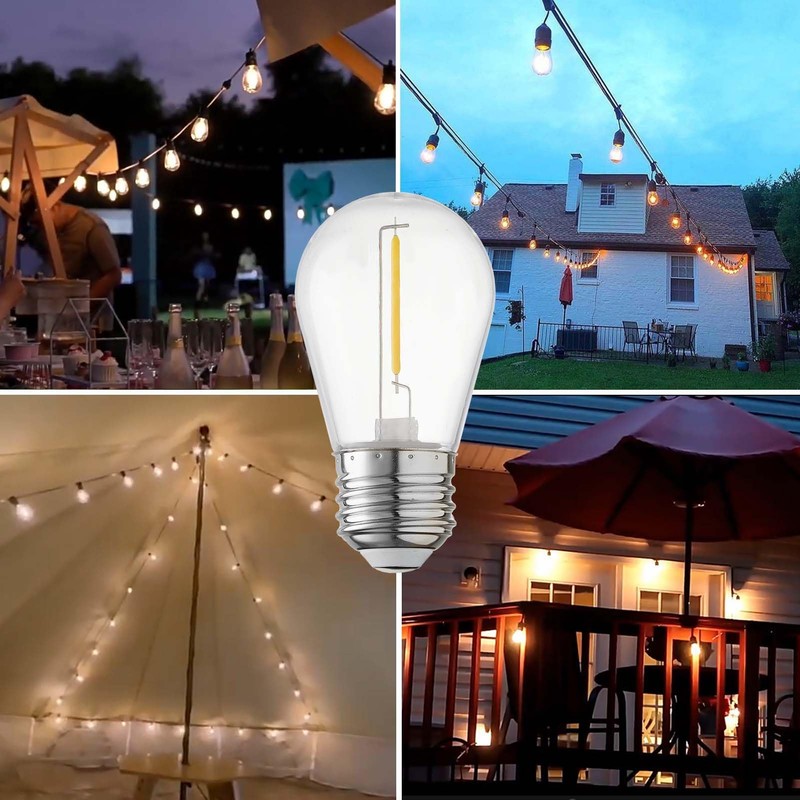 abulber S14 Led Bulbs for Outdoor String Lights,Shatterproof Waterproof Clear