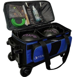 Pyramid Path Pro Deluxe Double Roller Bowling Bag (Black/Royal Blue)