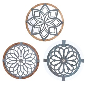 Colyltoy 3 Pieces 15.8‘ Round Farmhouse Wall Decor Medallion Wood Rustic Wall Art for Living Room Bedroom Dining Room Kitchen Bathroom Home Decorations，