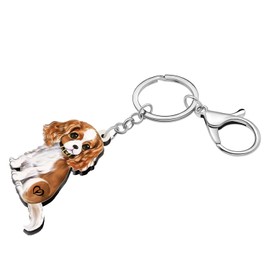 HUAGEO Acrylic Cute Cavalier King Charles Spaniel Dog Keychain Bag Car Purse Key Rings Pets Jewellery Gifts for Women Charms, brown, M