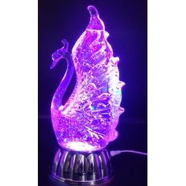 Dalax- Swan Statue Figurine LED Lighted Sparkling Color Changing Snow Globe Water Lamp with 6 Hour Timer Function, Home Decorations Crafts Ornaments Decor Sculpture Collection Gifts