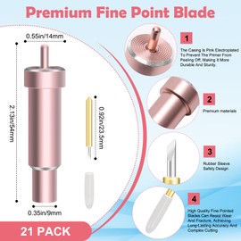 20+1P Premium Deep Fine Point Blades+Housing, 20PCS Deep Cut Blade and Housing,Replacement Blade for Cricut Maker 3/Maker/Explore 3/Explore Air 2/Air/One/Venture,Cut Vinyl/Cardboard/Vellum Etc(21P)