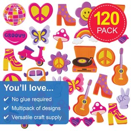 Baker Ross FN570 Groovy Foam Stickers - Pack of 120, Stickers for Kids Arts and Crafts