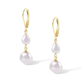 Gold Hanging Earrings for Women, Small Beads Hanging Earrings, Hypoallergenic Pearl Drop Earrings, Pearl Pendant Earrings, Small Huggie Hoop Earrings for Women Girls, Silver