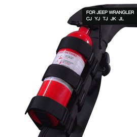 JeCar Fire Extinguisher Holder Adjustable Extinguisher Mount Strap for 1987-2020 Jeep Wrangler JK JL TJ CJ YJ & 2020 Jeep Gladiator JT, Black