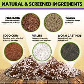 DUSPRO Recycle Tropical Potting Mix Pre-Mixed 5in1 with Pine Bark, Coco Coir, Perlite, Worm Casting & Pumice Ideal Aroid Mix Soil for Monstera, Pothos, Philodendron, Other Indoor HousePlants 8QRT