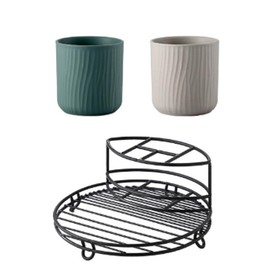 ARFUKA Stainless Steel Bathroom Toothbrush Holder Toothpaste Holder Stand 5 Slots Bathroom Counter Organizer with Tumbler Cups