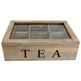 Vintage Shabby Chic - WOODEN BOX TEA BAG CHEST 6 COMPARTMENT
