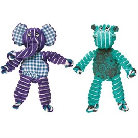 KONG Floppy Knots Dog Toy Bundle for Small/Medium Dogs – Durable Plush Toys with Internal Knotted Ropes & Squeakers – Minimal Stuffing for Less Mess (Hippo and Elephant, Small/Medium)