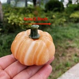 Natural Crystal Pumpkin , High Quality Crystal Stone for Sale , Best Present for Halloween for Holiday GiftsColor: Yellow calcite pumpkin, Size: 6cm