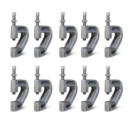 Highcraft DMQV-H38-10 Heavy Duty Industrial Purlin Beam Clamp for 3/8'' Rod Max Load 400 lbs Iron (10PK), Electro Galvanized