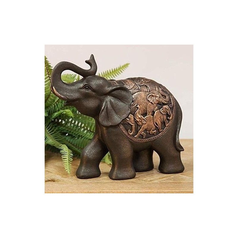 Widdop RESIN ELEPHANT FIGURINE WITH TRUNK RAISED 20CM
