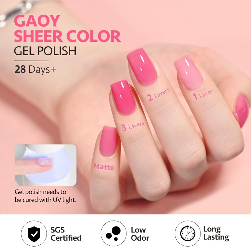 GAOY Jelly Gel Nail Polish, 16ml Sheer Pink Translucent Soak