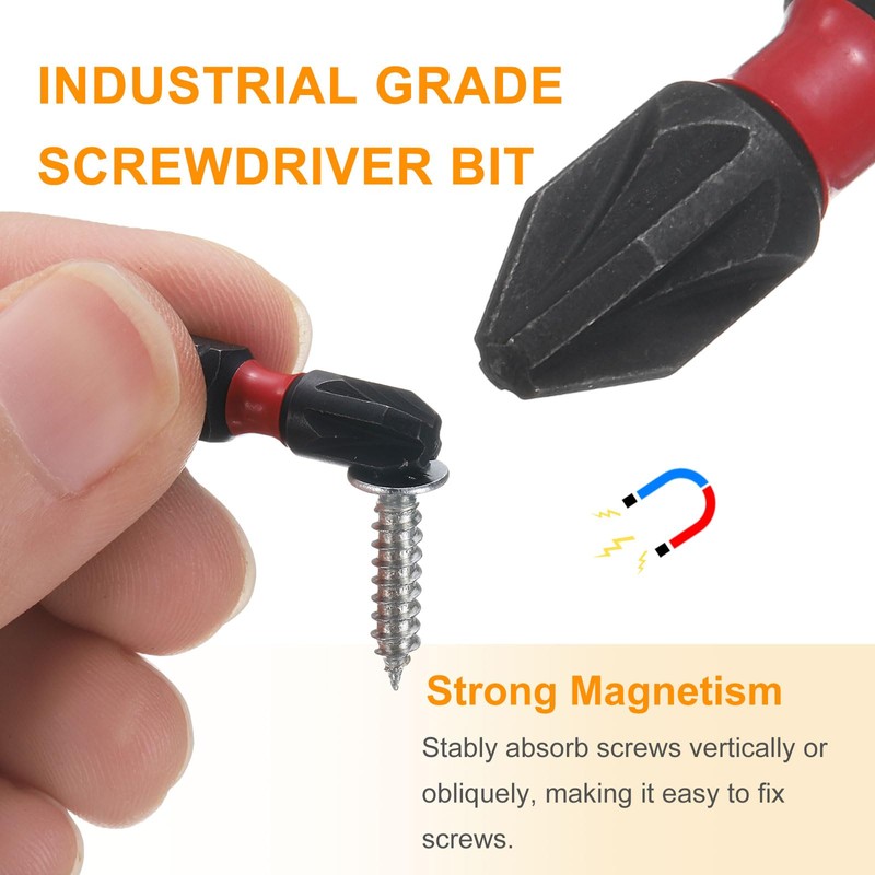 sourcing map 2pcs PZ2 Screwdriver Bit 1/4" Hex Shank 25mm/1"