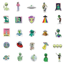 50Psc Alien Stickers ET UFO Vinyl/PVC Decals for Kids Boys Girls, Cute Stickers for Water Bottles Laptop Tablet Phone Scrapbook Luggage Skateboard (Alien)