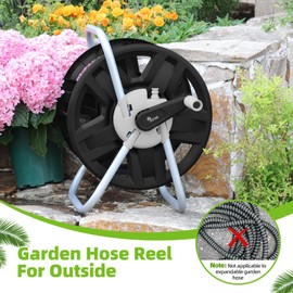 YESTAR Water Hose Reel Cart, Holds 60-80 Ft of 5/8 Inch Hose, Black Wall Mounted Garden Hose Cart, Portable Hose Reel for Convenient Storage and Watering