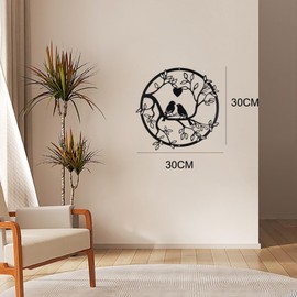 Metal Bird Silhouette Wall Art Decoration - Indoor Outdoor Garden Hallway Stair Decor, Wall Artwork Decor, Bird on Tree of Life Ornament, Gift for Adult Relatives Friend Colleague, for New Home Decor