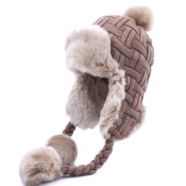 Kuyou Women’s Winter Hat, Ear Muffs Trapper Warm Fur Hat -