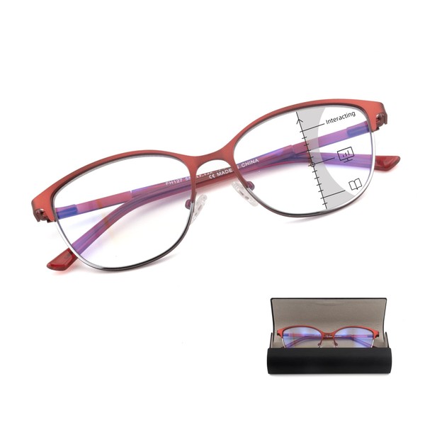FEIVSN Cat Eye Progressive Multifocus Reading Glasses for Women No