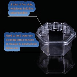 20 portavasos desechables hexagonales para cartuchos de tatuaje, bandeja de plástico para cartuchos de tatuaje, soporte para agujas de tinta, soporte para colocar agujas, vaso de plástico dese