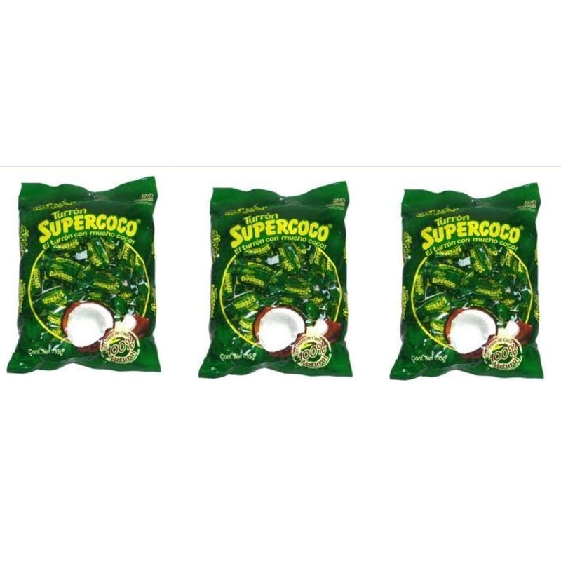 SUPER TURRON SUPERCOCO ALL NATURAL COCONUT CANDY 50 COUNT by
