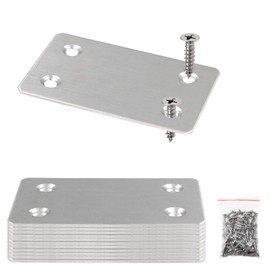 BokWin 12Pcs Flat Straight Mending Plates, 2.4" x 1.5" Mounting Bracket Plate, 0.05" Thickness Stainless Steel Straight Corner Brackets, Heavy Duty Flat Corner Brace for Furniture Repair with Screws