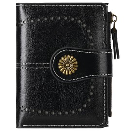 FALAN MULE Women's Small Bifold Leather Purse with RFID Protection Mini Purse with Multiple Card Slots and Coin Compartment Zip Wallet Small Wallet