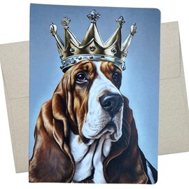 Whitman and Daughter King Basset Hound Card (1 Premium Card, 5X7 Inch) dog card blank for every occasion like birthday, thank you, or thinking of you - 840