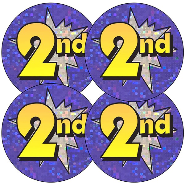 175 Holographic Sparkly 2nd Place Childrens Pupils Motivational Reward Stickers