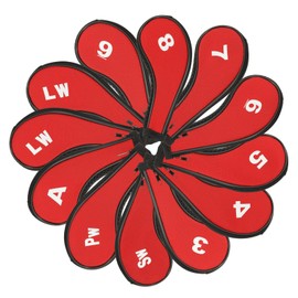 PATIKIL Golf Club Head Cover, 12 Pcs Number Golf Club Irons Covers Neoprene Driver Headcover Golf Lovers Gifts for Men Women, Red