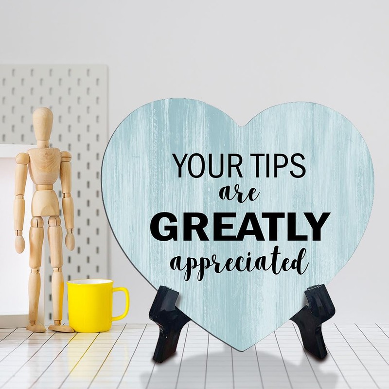 Signs ByLITA Heart Your Tips Are Greatly Appreciated, Wood Color,