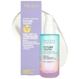 Pacifica Peptide Face Moisturizer Future Youth Daily Turnaround Hidratante, SPF 50 de amplio espectro, protección solar UVA/UVB, protector solar, hidr