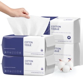 Disposable Face Towel, 400 Count Face Clean Towels, for Washing Soft Cotton Dry Wipes Facial Cloths Towelettes for Washing and Drying, Facial Tissue for Cleansing, Skincare and Makeup Remover