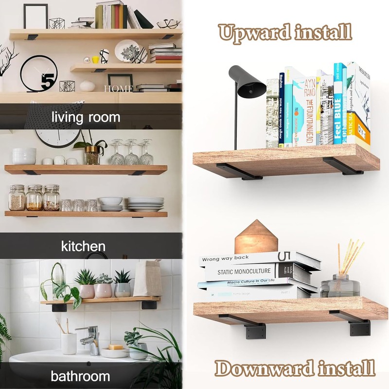 Pubiao 2 Pack Shelf Brackets 20cm, Heavy Duty Wall Brackets,