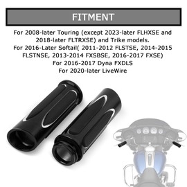 PSLER Electronic Throttle Control 25mm 1" Inch Motorcycle Grips Soft Touch Handlebar Grips for Touring Street Glide Electra Glide Road Glide Trike Models Road King Softail Dyna FXDLS