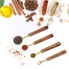8Pcs Measure Cup and Spoon Set with Acacia Wooden Handle,